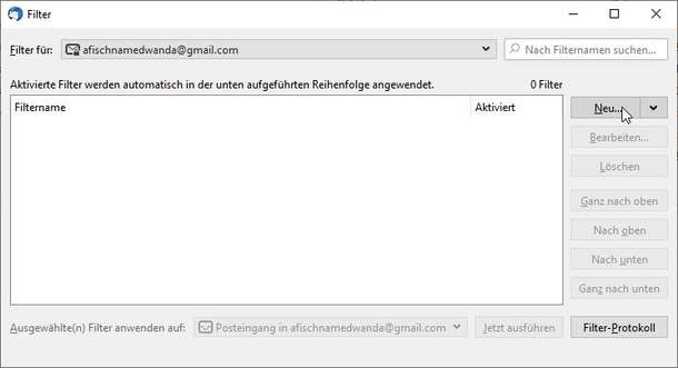 Thunderbird: Filterregel anlegen Thunderbird: Filterregel anlegen