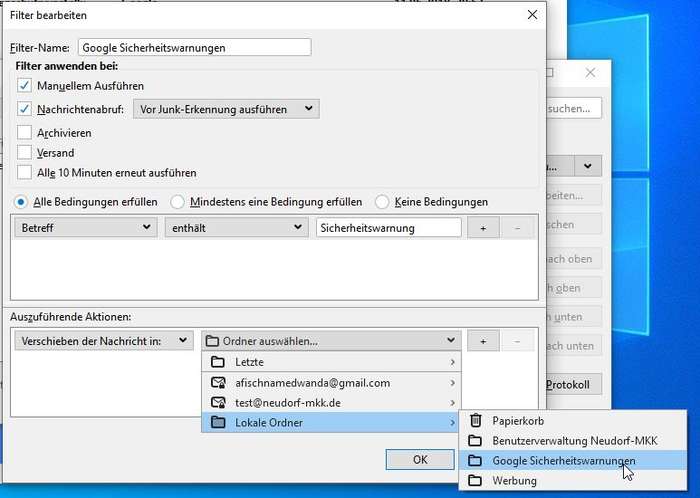 Thunderbird: Filterregel anlegen Thunderbird: Filterregel anlegen