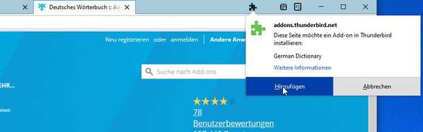 Thunderbird Add-Ons: Deutsches Wörterbuch herunterladen Thunderbird Add-Ons: Deutsches Wörterbuch herunterladen