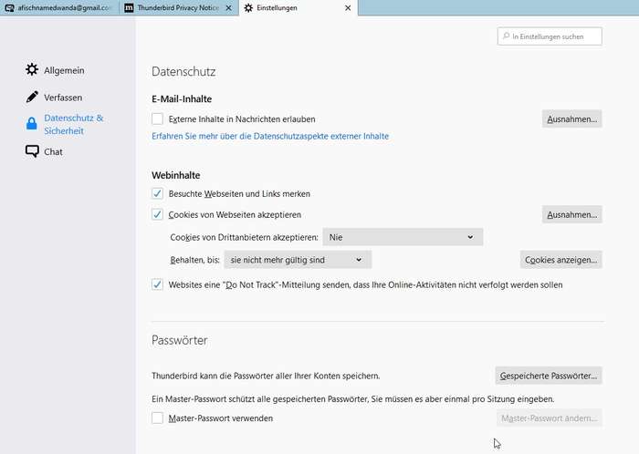 Thunderbird: Datenschutz & Sicherheit Thunderbird: Datenschutz & Sicherheit