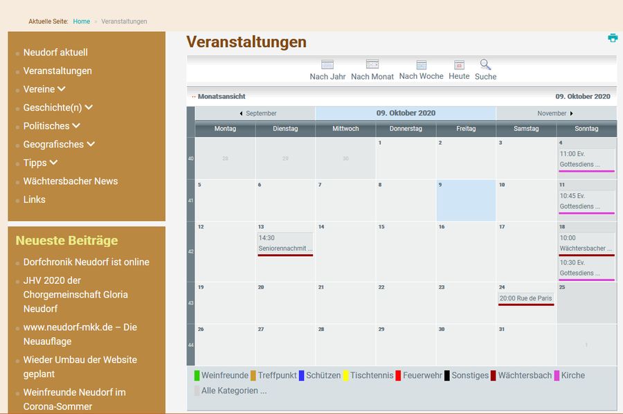 Veranstaltungskalender - Monatsansicht Veranstaltungskalender - Monatsansicht