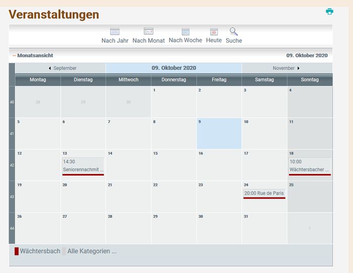 Veranstaltungskalender: Monatsansicht für Kategorie Wächtersbach Veranstaltungskalender: Monatsansicht für Kategorie Wächtersbach