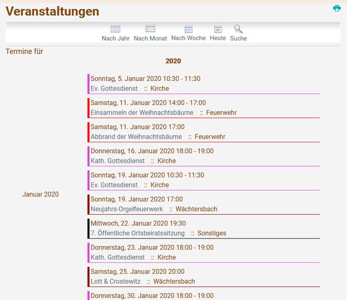 Veranstaltungskalender - Jahresansicht Veranstaltungskalender - Jahresansicht