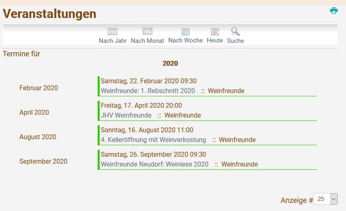 Veranstaltungskalender: Jahresansicht für Kategorie Weinfreunde Veranstaltungskalender: Jahresansicht für Kategorie Weinfreunde