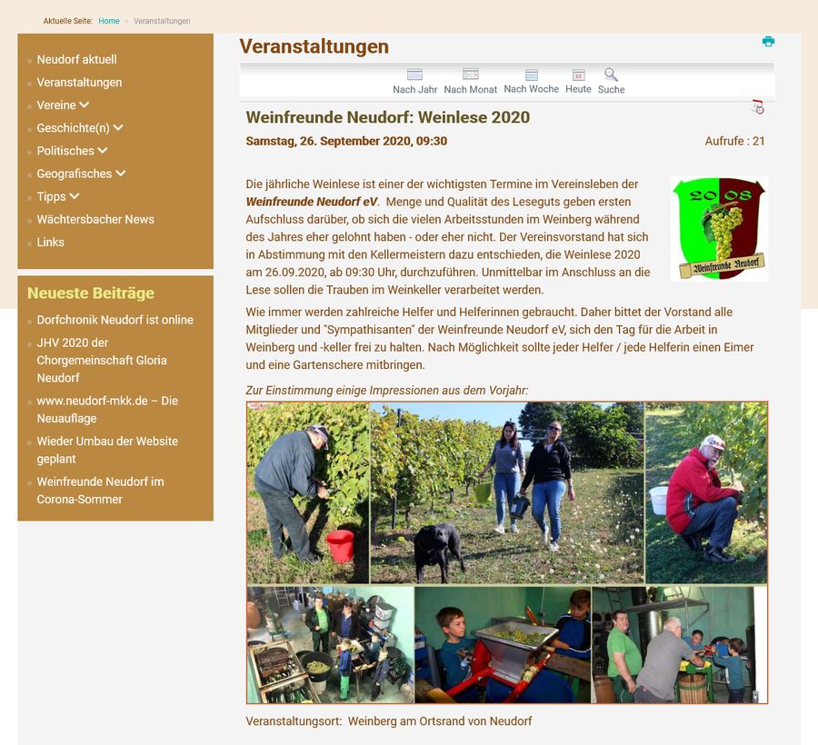 Veranstaltungskalender - Detailansicht Veranstaltungskalender - Detailansicht