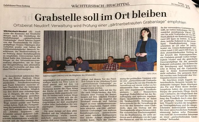 (Für größere und besser lesbare Darstellung ins Bild klicken.) GNZ-Artikel zur Ortsbeiratssitzung am 22.01.2020
